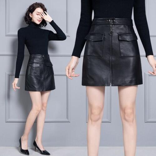 2019 New Fashion Genuine Sheep Real Leather Skirt K2