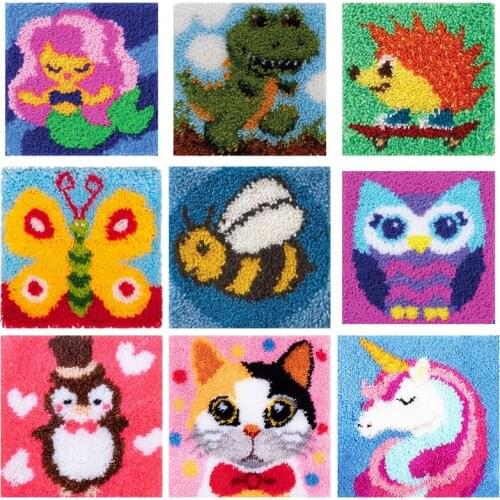Carpet Embroidery Latch Hook Kit Foamiran Cartoon Animal undefined Latch Hook Rug Button Pad Package Smyrna Package Carpet