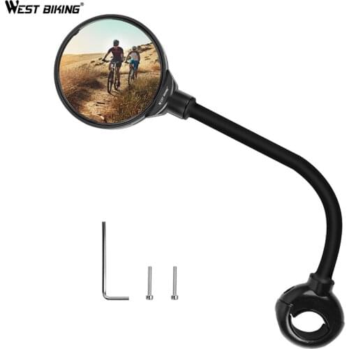 WEST BIKING Aluminum Alloy Bike Mirror Convex 22-32mm Diameter Handlebar Bicycle Rear View Road Mountain Bicycle Rear Mirror