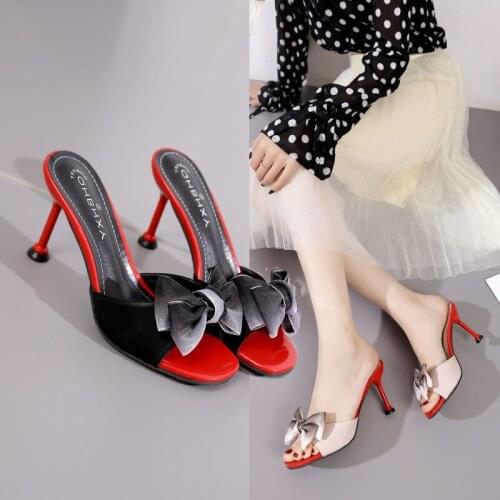 SONDR Summer Women Mule slippers Design slippers Sandals Square sole slides High heel Women shoes Summer Woman Size 35-39