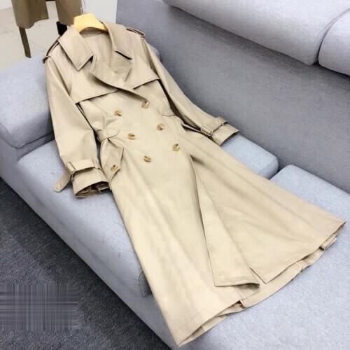 2021 Spring Autumn Women Trench Coat Long Hot Selling Turn-down Collar Work Wear New Fashion Casual Office Ladies Clothes D151