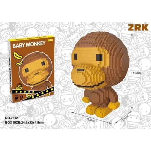 ZRK Diamond Block Animal Figures Toys Cute Cartoon stronge Baby monkey Anime Building Assembly Toy Master Bricks #7812
