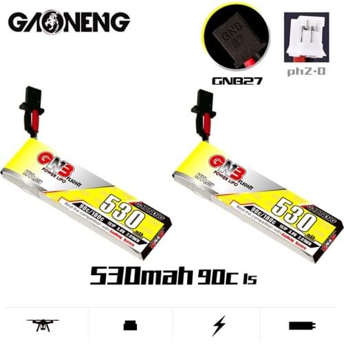 1-5Pcs Gaoneng GNB 1S HV LiPo Battery 530mAh 90C/180C 3.8V For RC Helicopter Quadcopter FPV Racing Drone Parts PH2.0/GNB27 Plug