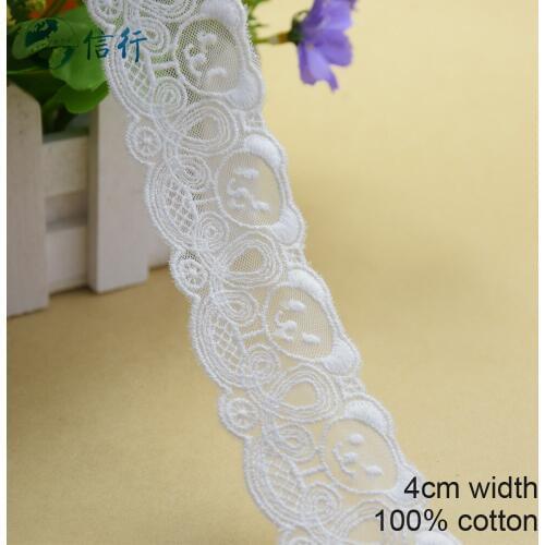 10yards 4cm Cotton embroid lace sewing ribbon guipure trims or fabric warp knitting DIY Garment Accessories free shipping#3620