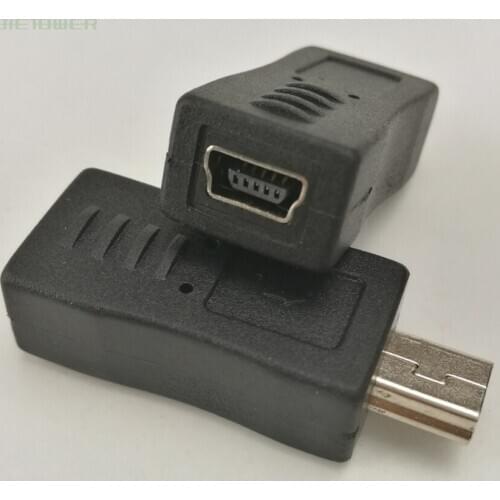 100pcs/lot Mini USB Elbow Male To Female 90 Degree Adapter Left Angle Mini USB 5pin Extended Adapter