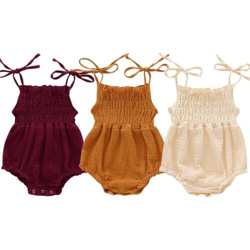 2019 Brand Summer Newborn Infant Baby Girl Solid Color Sleeveless Romper Jumpsuit Outfit Clothes Baby Clothing