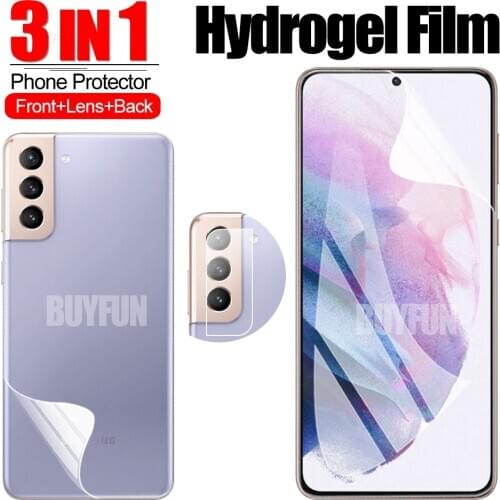 3IN1 Hydrogel Film For Samsung Galaxy S21 S20 Ultra Fe S21+ S20+ 4G/5G Full Cover Water Gel Soft Films Samsang S 21 20 Plus HD