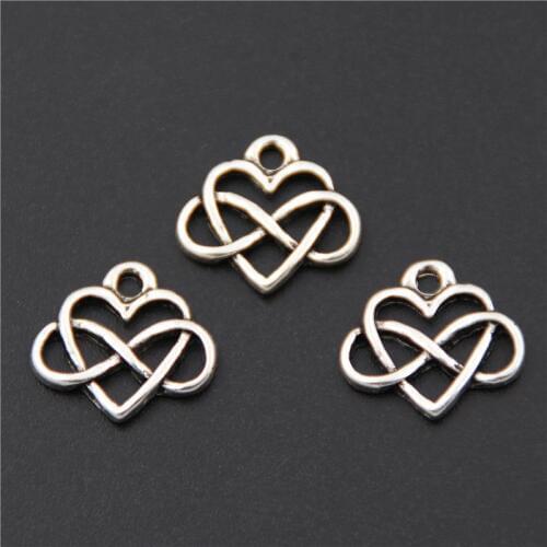 50pcs Metal Endless Love Heart Charms For Necklace Bracelets Findings Pendant Accessories A2587