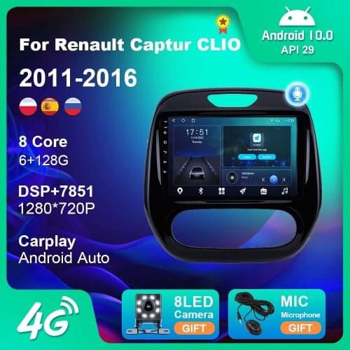 OKNAVI 9'' Car Multimedia Video Player Android 9.0 For Renault Captur CLIO 2011-2016 Auto 4G WIFI Camera Radio GPS Navigation