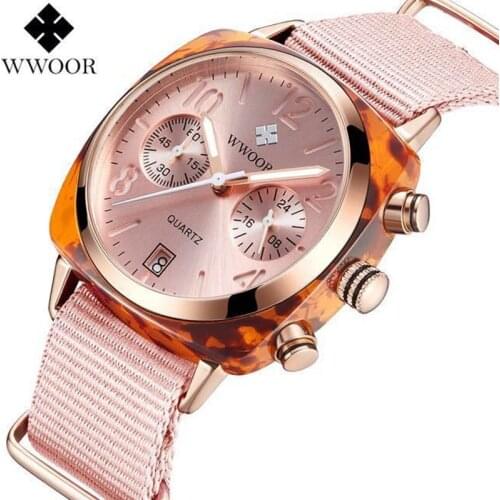 Brand Women Watch Nylon Belt Lady Watch Imitate Shell Case Wristwatch Women Fashion Clock Relogio Feminino Zegarek Free gift box