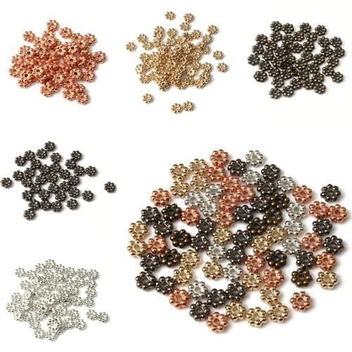 4x2mm 6x2mm Plum Blossom CCB Spacer End Beads Diy Bracelet Accessories Flower Loose Beads for Jewelry Making Supplies Wholesale