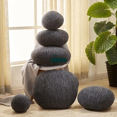 Dorimytrader 1 Set 6 Pcs Simulational Plush Soft Striped Stone Pillow Kids Play Speckle Doll Toy Home Decoration DY60688