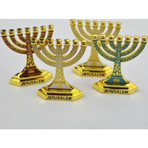 Israel Judaism Metal Candlestick Ornament Wheat Ear Metal Golden Lampstands Jerusalem Menorah Jewish Menorahs Home Decor