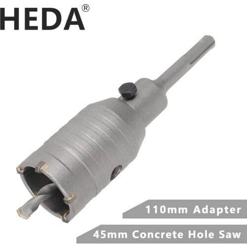 HEDA 45mm Concrete Tungsten Carbide Alloy Core Hole Saw SDS PLUS Electric Hollow Drill Bit Air Conditioning Pipe Cement Stone