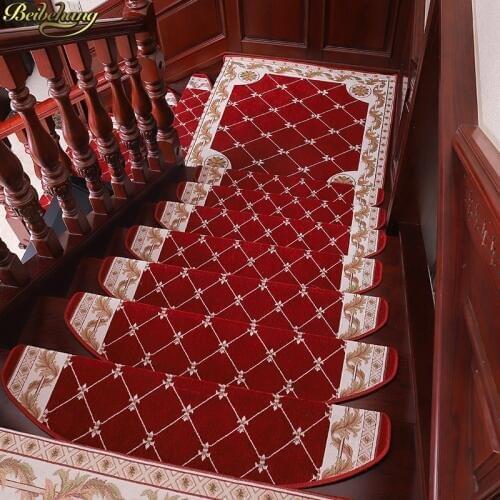 Beibehang Stair step mat Solid wood non-slip stair mat glue-free self-adhesive household step mat Simple modern stair carpet