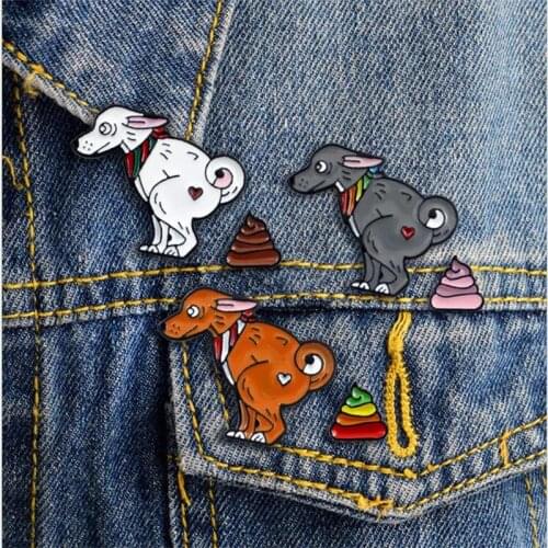 Fashion Explosion Style Creative Hip Hop Scarf Wolf Dog Color Stool Alloy Drop Oil Brooch Personality Backpack Shirt Denim Badge