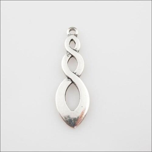 New 15Pcs Tibetan Silver Color Chinese Knot Charms Pendants 11x35mm