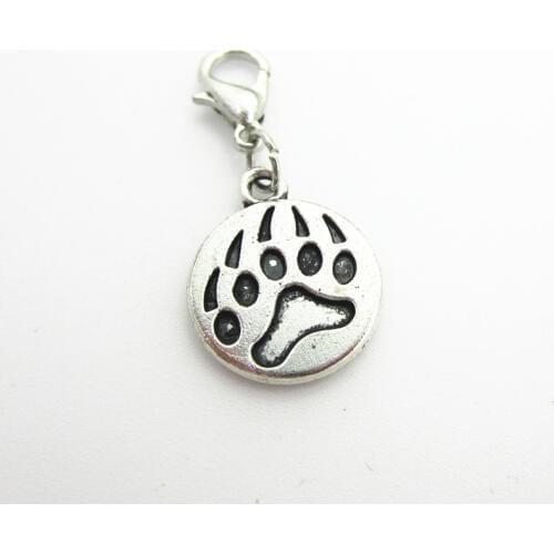 Whoselase 50pcs/lot dog/cat paw dangle charms hanging lobster clasp charm DIY bracelet jewelry accessories charms