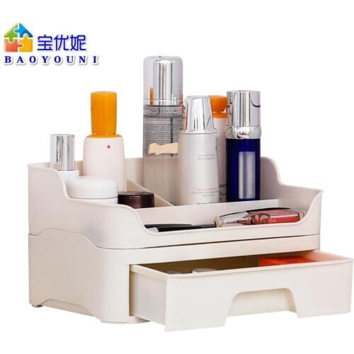 BAOYOUNI Ivory Makeup Organizer Cosmetic Jewelry Display Storage Box Case Insert Drawer Holder Kitchen Storage Rack DQ1703