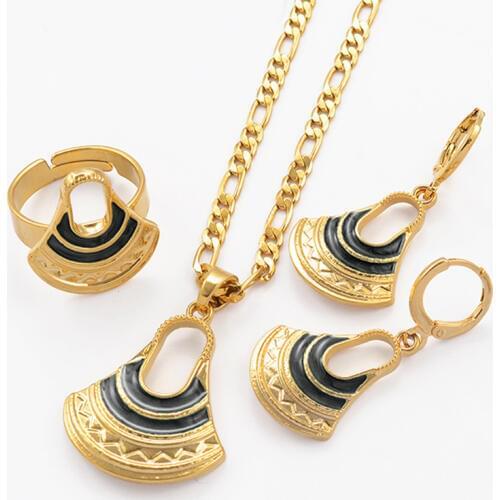 Anniyo (Black/Green/Blue) Papua New Guinea Bilum Pendant Necklaces Earrings Ring Women Girl PNG Ethnic Style Jewelry set #016616