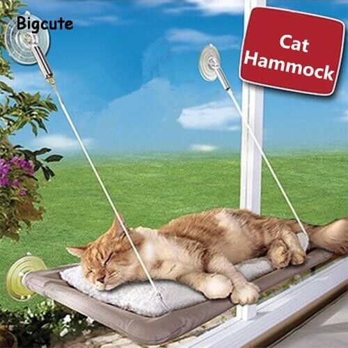 Sucker-style Cat Hammock Window Cat Basking Window Perch Cushion Sunny Dog Cat Bed Hanging Shelf Seat Great for Multiple Pet Cat