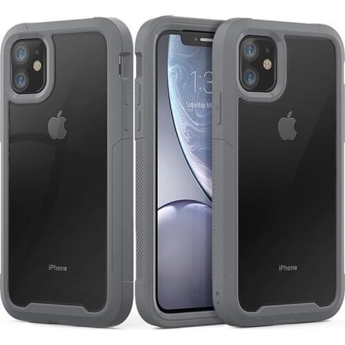 Shockproof Armor Silicone Case For iPhone 11 Pro XS Max Transparent Cases For iPhone 12 6 7 8 Plus X XR Luxury TPU Acrylic Cover