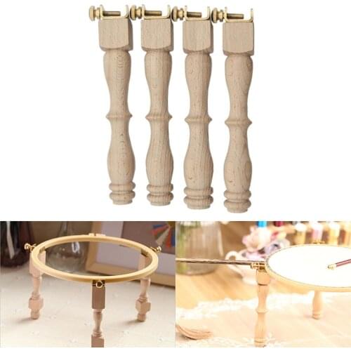 Adjustable Portable Wooden Embroidery Hoop Stand Legs Set with Screws Needlework Cross Stitch Frame Replacement Leg