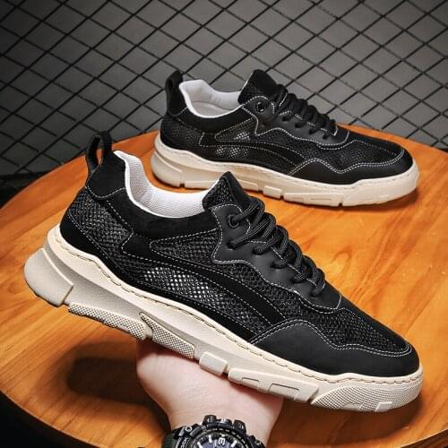 Luxury Leather Mesh Mens Casual Shoes Comfortable Summer Net Breathable Mens Shoes Hand Sewing Mens Wear-resisting Soles Shoes