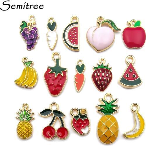 Semitree 30pcs Mixed Style Cute Fruits Earrings Charms Necklace Pendant Bracelet Accessories DIY Jewelry Making Crafts Supplies