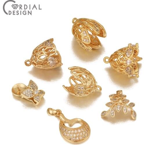 Cordial Design CZ Pendant Base/Jewelry Accessories/Hand Made/Genuine Gold Plating/DIY Bead Caps/Jewelry Findings & Components