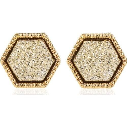 2020 New Hoop Earrings Color Frosted Starry Fashion Geometric Hexagon Shape Hoop Earrings For Earrings For Women Jewelry