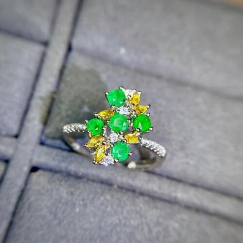 Shilovem 925 sterling silver Natural Emerald Ring fine Jewelry Customizable women open new wholesale gift 3mm jcj0303586agml
