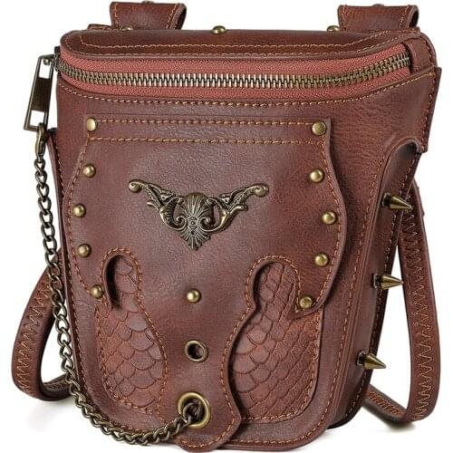 Newhotstacy Bag 08052021 Ladies snake pattern Single Shoulder Messenger Bag locomotive rivet mobile phone chain bag