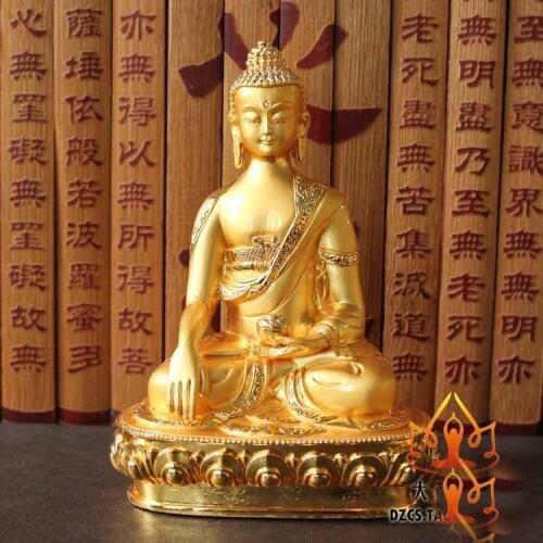 TOP GOOD # HOME OFFICE Protection of God Tibet Tibetan Buddhism gilding brass bless safe Buddha figure statue 11 CM tall