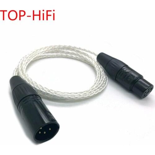 TOP-HiFi 4Pin XLR Male to 4Pin XLR Female Blanced Audio 8 cores Silver Plated Extension Cable Upgrade Cable