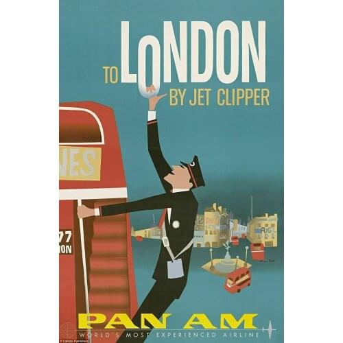 Panam LONDON Vintage Retro Travel Railways Photo Art Film Print Silk Poster for Your Home Wall Decor 24x36inch
