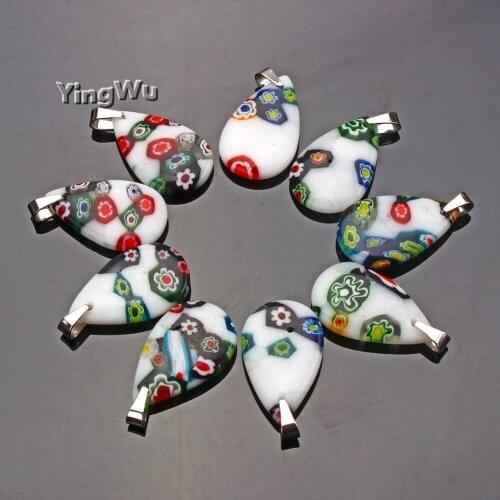 Yingwu 30pcs Lot Mixed Water Drop Millefiori Flower Lampwork Glass Beads For Jewelry Making Necklace Bracelet DIY