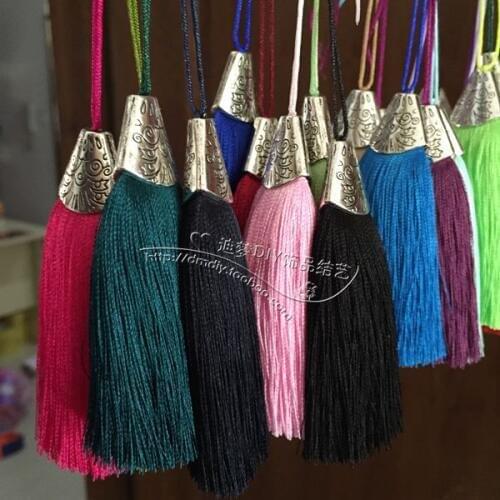 DIY Jewelry Accessories 53 Color Rayon Short flat metal cap tassel Exquisite silk Chinese knot tassel wholesale