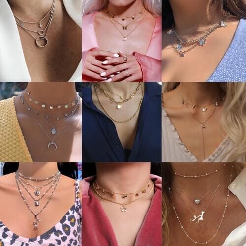 YWZIXLN Boho Punk Bijoux Femme Lock Butterfly Angel Pendant Fashion Necklaces Jewelry For Women Elegant Accessories N079