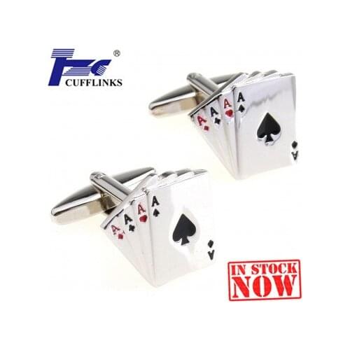 TZG05477 Cards Cufflink Cuff Link 2 Pairs Free Shipping Promotion