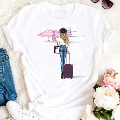 Women Summer Travel Holiday 90s 2021 Trend Ladies Cartoon Clothes Tshirts Fashion Graphic T Top Lady Print Female Tee T-Shirt
