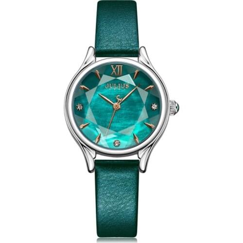 New Julius Womens Watch Japan Quartz Lady Classic Hours Fashion Clock Dress Bracelet Real Leather Girls Birthday Gift Box