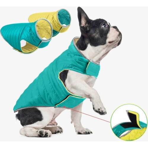 Winter Reversible Dog Light Down Jacket for Small Medium Dogs Pets Clothes Waterproof French Bulldog Coat Mascotas abrigo perro