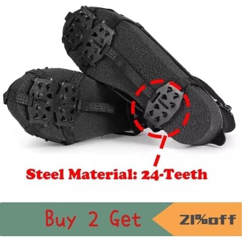 1 Pair M L 24 Teeth Anti-Slip Ice Grips Gripper Shoes Boot Hiking Ice Climbing Shoe Spikes Climbing Chain Crampons Shoes Cover