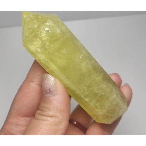 1pcs Natural Citrine Crystal Point Healing Obelisk Yellow Quartz Wand Beautiful Ornament for Home Decor Reiki Stone Pyramid