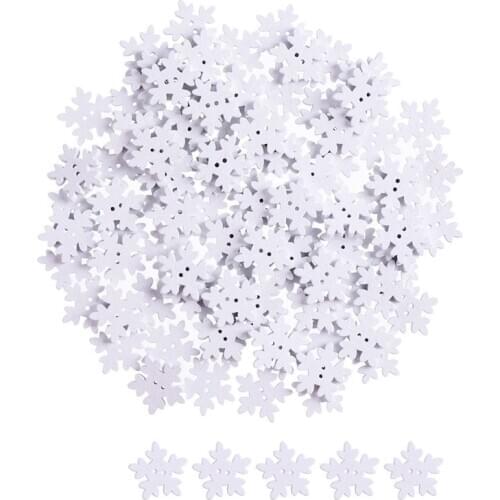 50 pcs Christmas Wooden Snowflakes Buttons for Scrapbooking Craft
