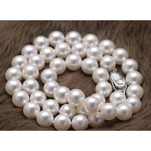 9-10mm AAA+ natural south sea white pearl necklace 18inch