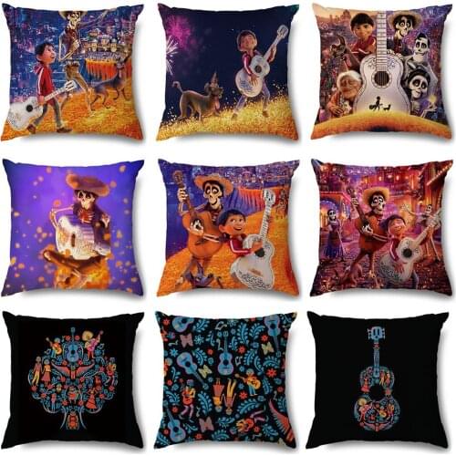 Artinlive Hot Halloween Pillowcase Cartoon Movie Pixar Coco Funny Cushion Cover Pillowcase Cover Sofa Polyester Pillow Case