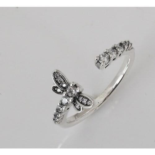 Authentic S925 Openwork Dragonfly Ring For Women Wedding Party fit Lady Fine Jewelry