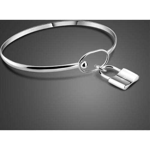 Fashion 2017 New Bracelet women Jewelry lady Lock Bangles 925 Sterling Silver Bracelet Send a girlfriend a birthday present